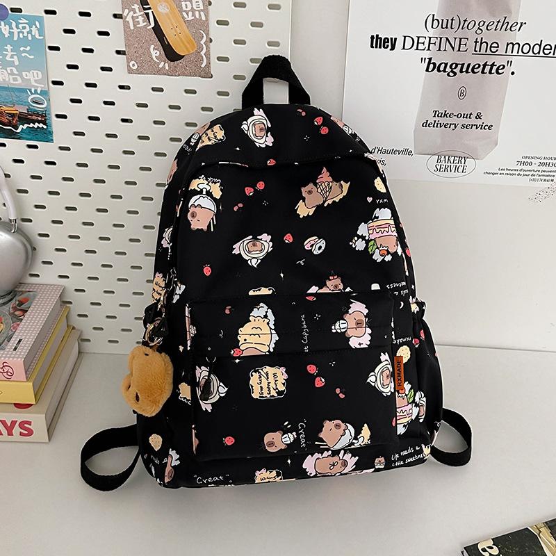 Cute Capybara Printed Backpack ins Versatile Fashion Cartoon Middle School School Bag Women's Large Capacity Backpack