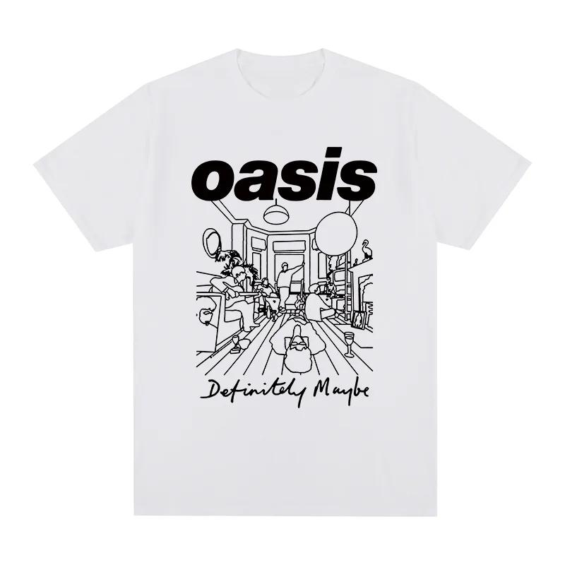 Summer fashion men's T-shirt, Oasis Band logo rock band retro T-shirt, 100% pure cotton casual loose high-quality T-shirt for me