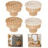 4pcs Retro Rattan Woven Dresser Knobs, Handmade Wicker Woven Pulls With Screws For Cabinets, Drawers
