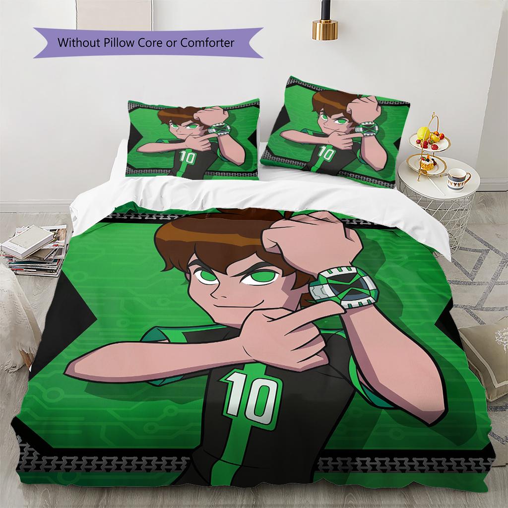 Ben 10  Pattern Bedding Quilt Set  Home Decoration  Gift (1 * duvet cover + 2 * pillowcase  without core)