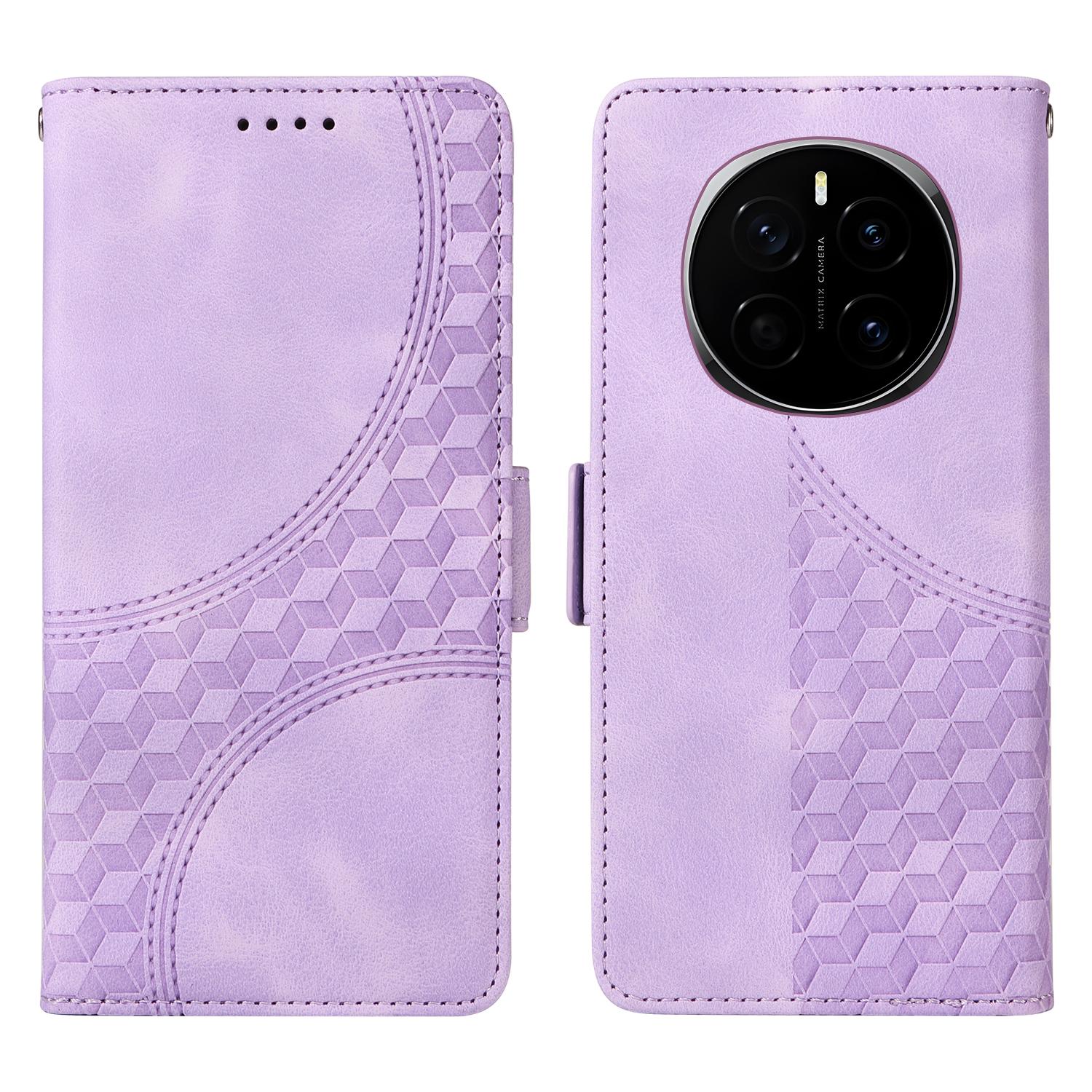 

Для Honor Magic7 5G Чехол Кожаный Чехол для Телефона Ромбовидный Звездный С Тиснением Purple