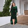 Autumn Women's Plus-size Velvet Dress Three-quarter Sleeve Long Velvet Mermaid Dress