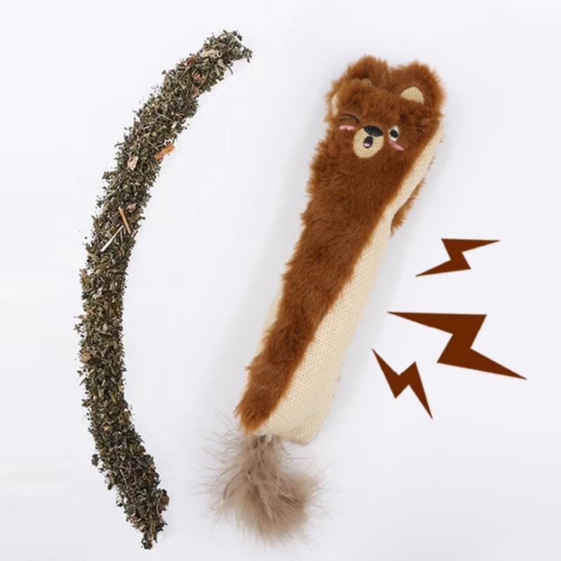 Cats Toy for Indoor Plush Animal Chewing Toy Cats Teether Chewing Toy Interaction Boredom Cats Entertainment Toy