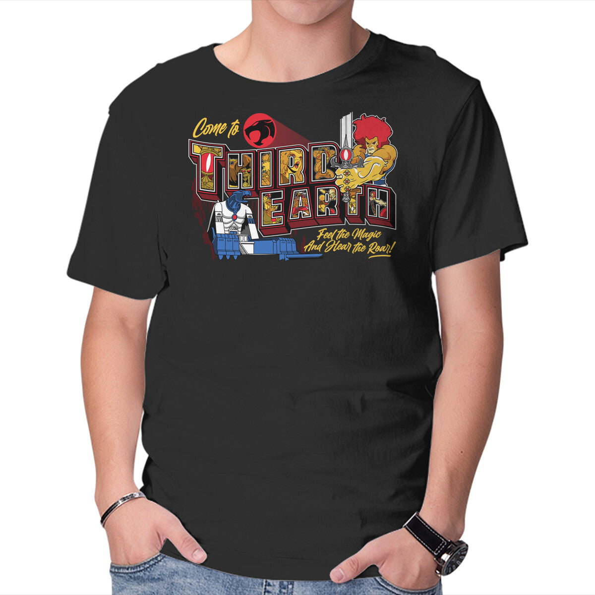 Unisex Crew Neck T-Shirt Hear The Roar At Third Earth Graphic Short Sleeve Casual Tee XL