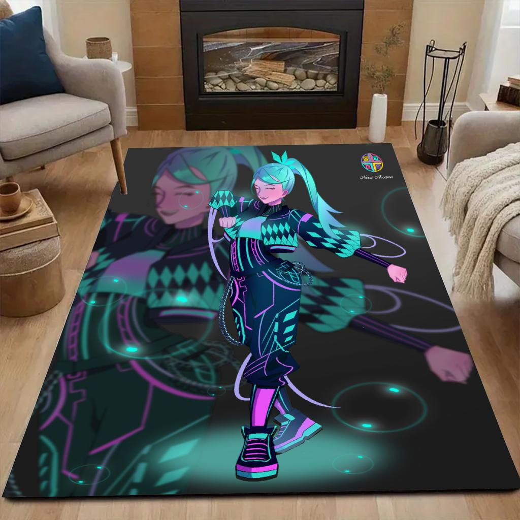 Cartoon Girls Anime Carpet Floor Rug Washable Anti-Slip Unique Decor for Living Room Play Room Girls Bedroom Popular Rug