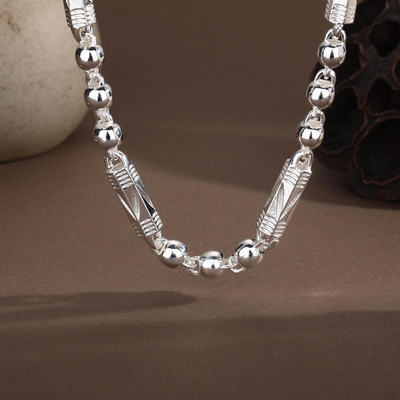 Men's Necklace, Fashionable and Domineering, Thick Bamboo Ball Bead Rib Chain, Advanced and Versatile Gift for Boyfriend