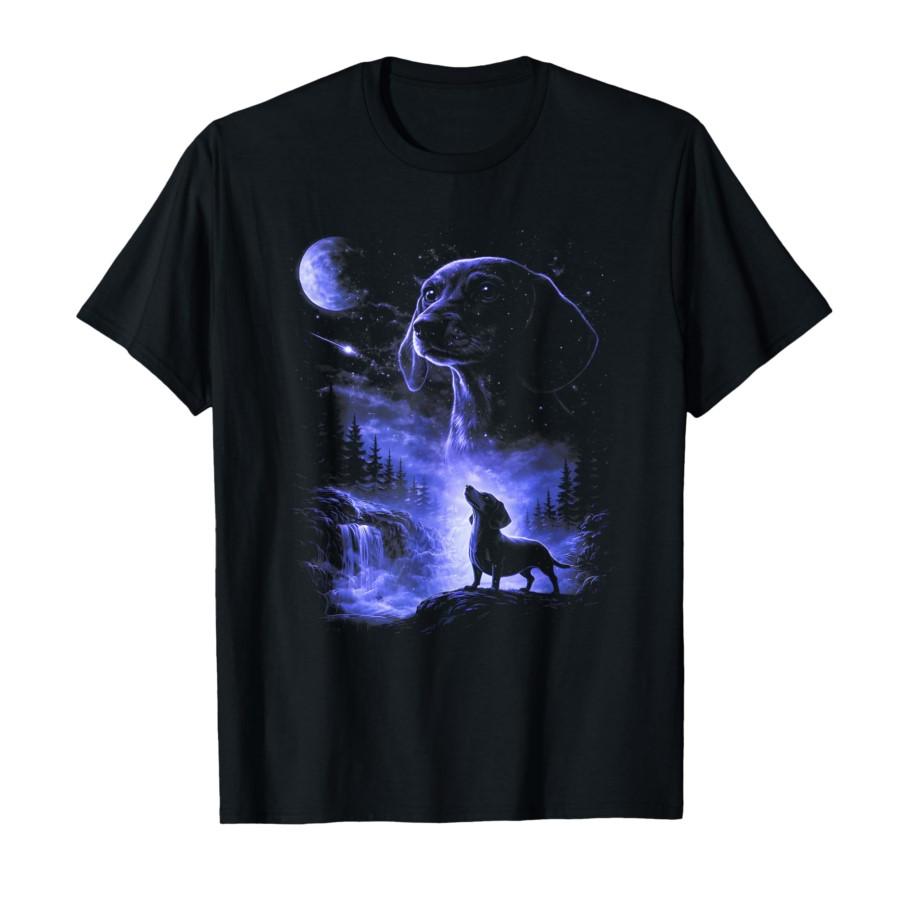 

Dachshund Howling to The Moon Meme 90s Animal Graphic T-shirt For Men Women 100% Cotton T Shirts Short Sleeve Tops 0227-1 - M... S разноцветный