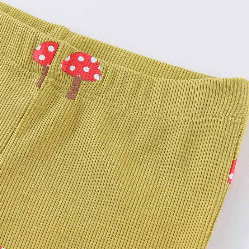 Girls' Leggings, Baby Bell-Bottom Pants, Casual Lazy Style, Mushroom Children's Elastic Waist, Slim Fit, Versatile Yellow Long Pants