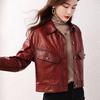 Autumn and Winter New Genuine Leather Coat Women's Short Oil Wax Sheepskin Small Leather Coat Jacket