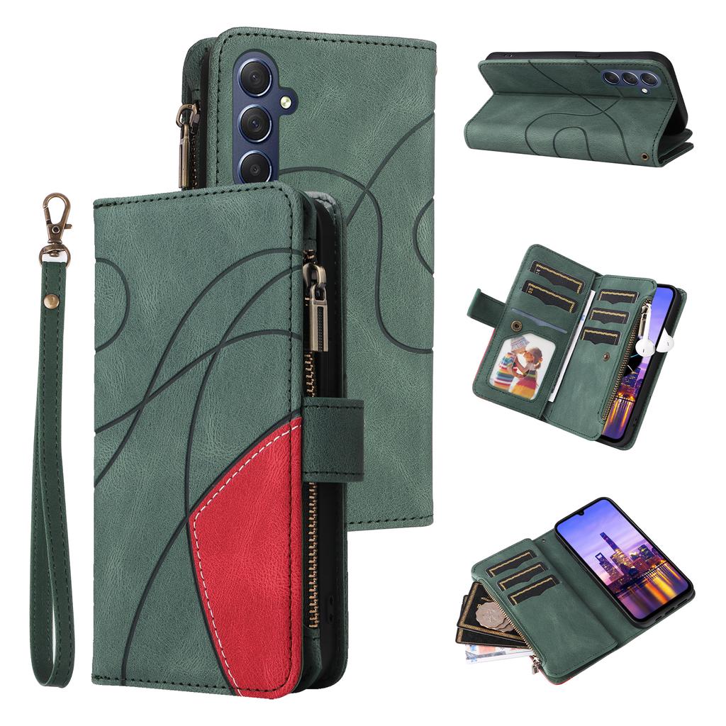 For Samsung Galaxy A17 5G/A17 4G/A26 5G/A16 5G/A16 4G Leather Case with Strap Zipper 9 Card Slot Phone Cover Stand