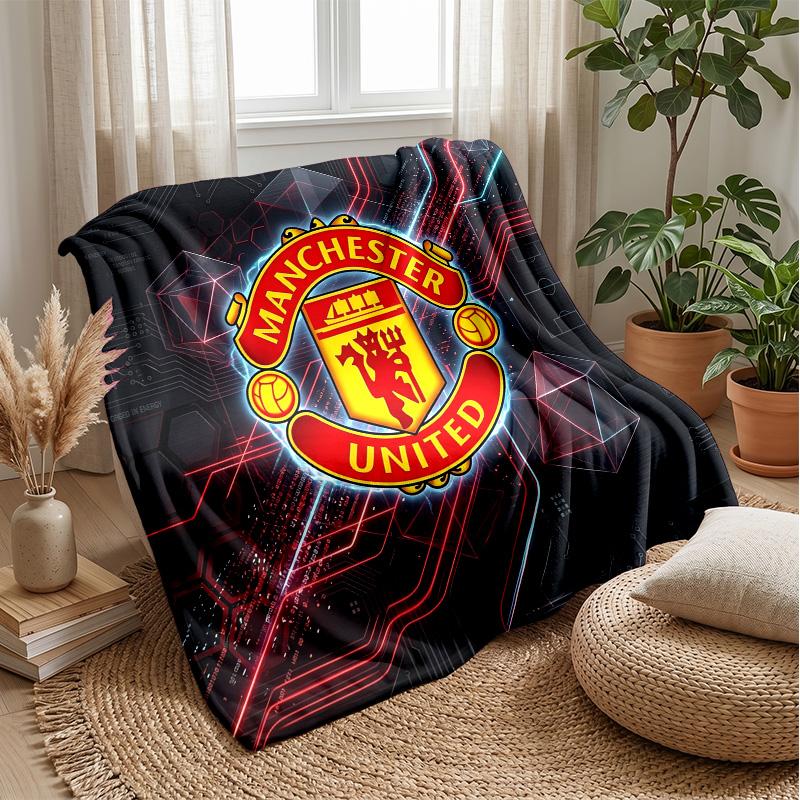 Manchester United Theme Blanket Soft Flannel Blanket Plush Throw Blanket Cozy Sofa Bed Blanket for Home Decor