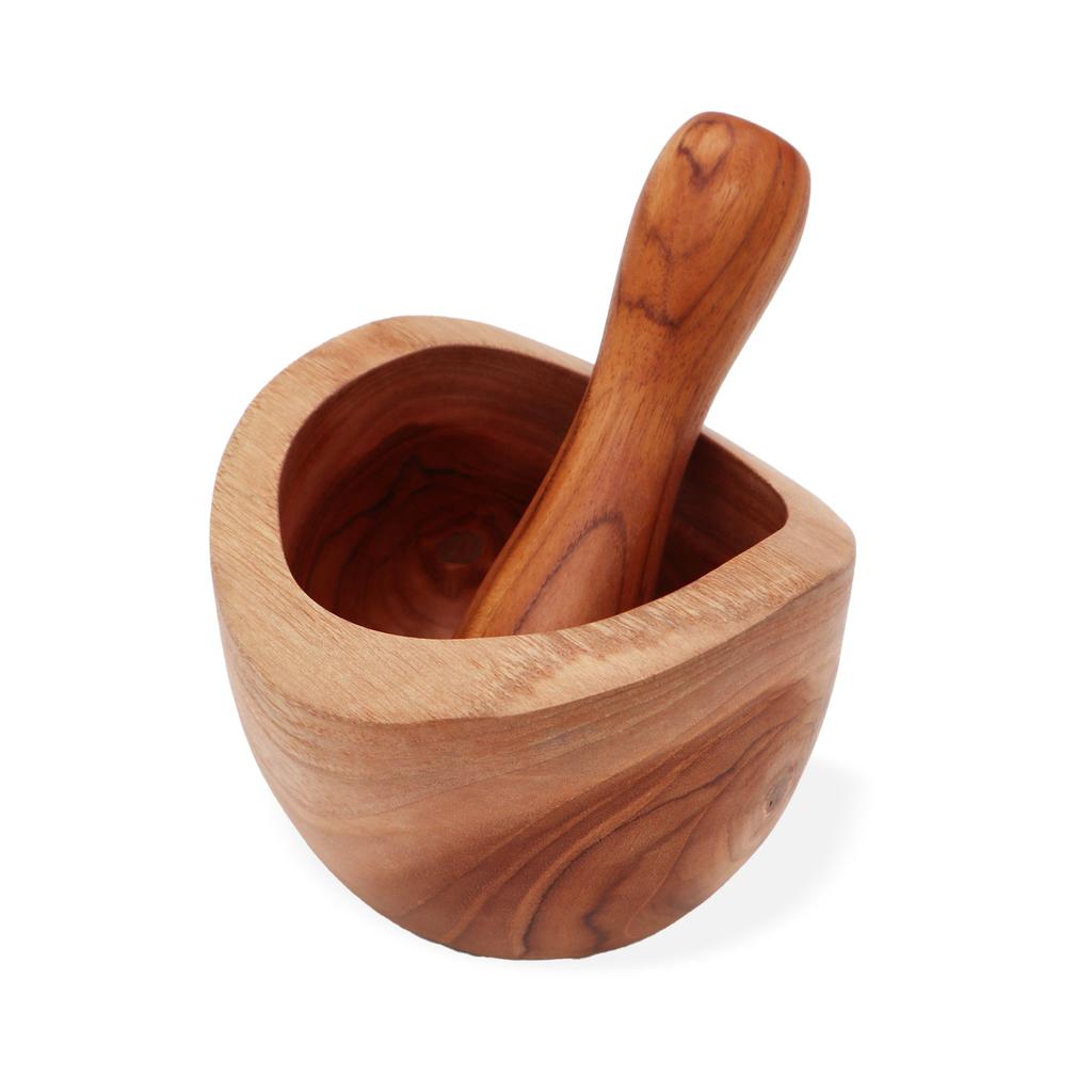 Mortar and Pestle Teak Wood Medium 2-Piece Set