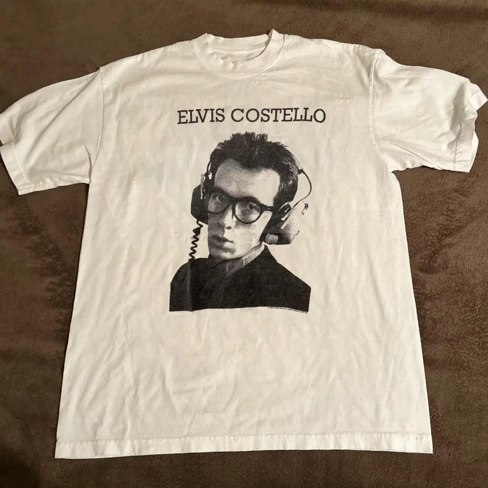 Elvis Costello Cotton Shirt Unisex Concert S to 5XL White Unisex T-Shirt S