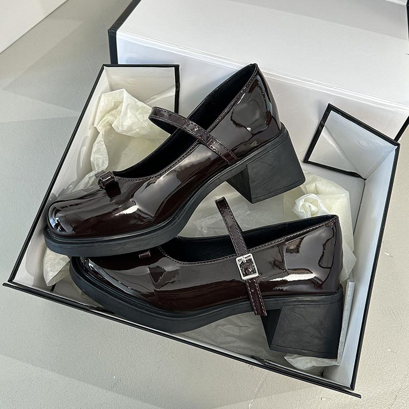 Pantofi Femei Loafers Retro Maro Pantofi Mary Jane Femei Piele PU Tocuri Groase Pantofi Lolita Pantofi Uniformă Femeie Pantofi cu Cataramă la Gleznă