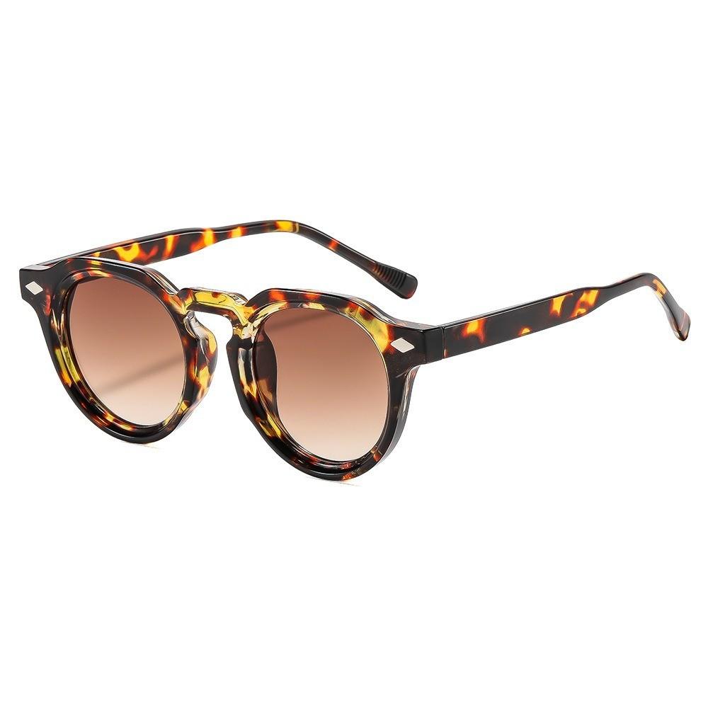 Retro Round Frame Black Sunglasses For Men Women Uv400 Protection Fashion Accessory