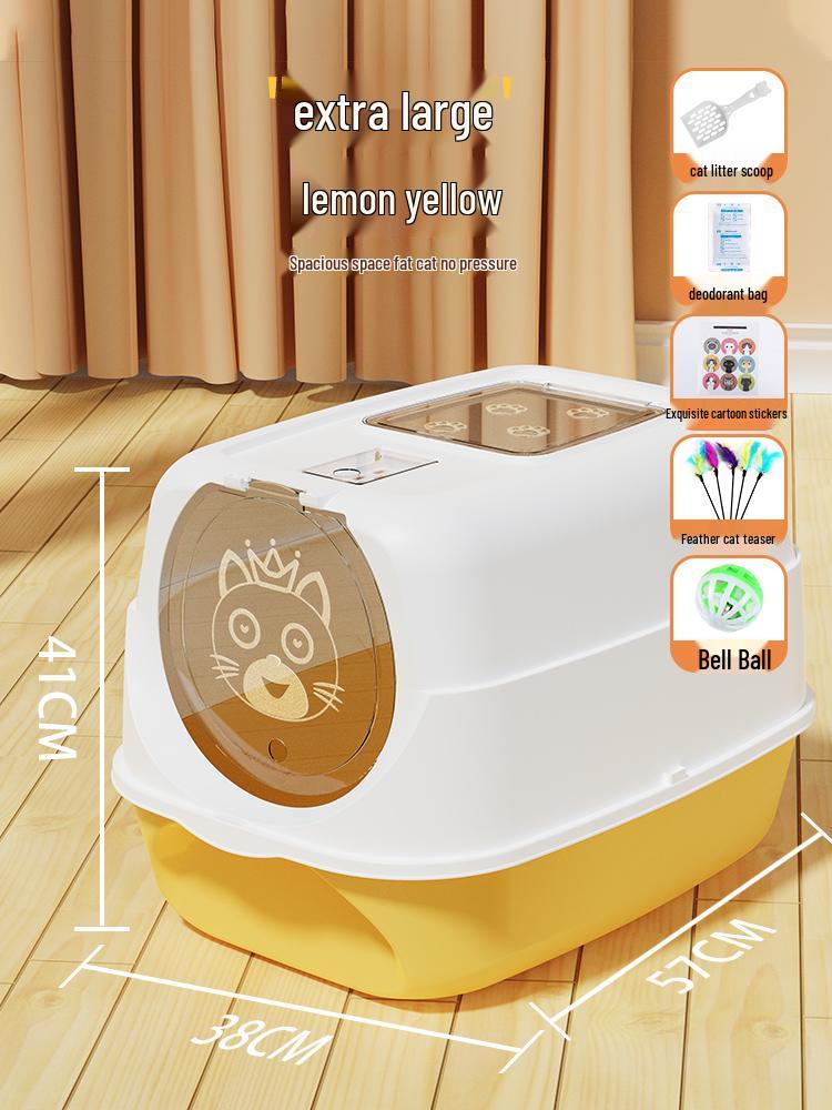 Odor-Proof Enclosed Cat Litter Box with Anti-Tracking & Anti-Splash Features