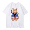 Japanese Harajuku Samurai Sword Cat T-Shirt Men Women Casual Tee Clothes Cotton Summer Tops Breathable T-Shirts
