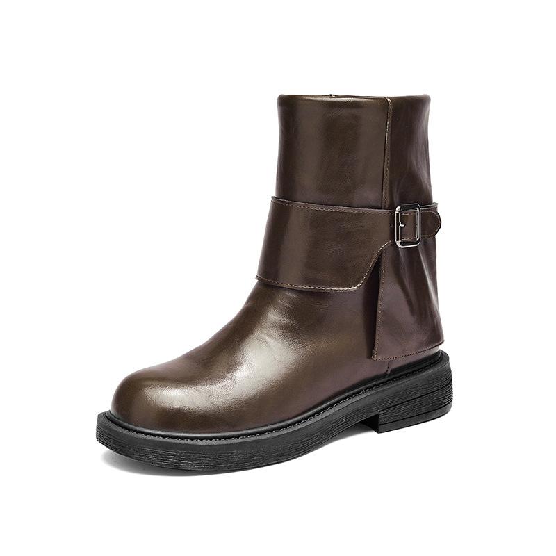 Martin boots new autumn and winter short boots platform-soled retro Maillard brown knight boots