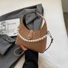 Fashion Simple Solid Color Pearl Chain Women Handbag  Summer Commuting Textured Female Underarm Bag Korean Crossbody Bags