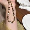 Vintage Handmade Brown Resin Stone Geometry Beaded Choker Clavicle Chain Necklace For Women Trendy Charm Neck Jewelry Gift