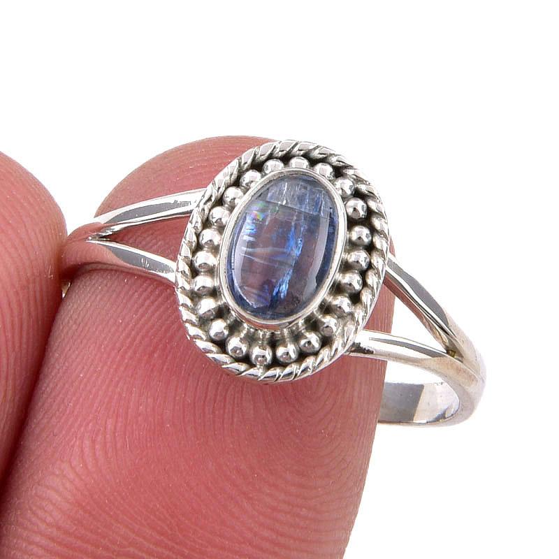Natural Kyanite Gemstone Handmade 925 Sterling Silver Jewelry Ring Size 10 R9S57