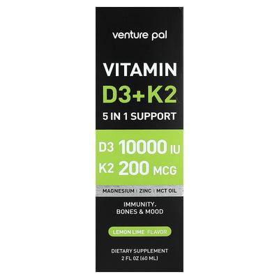 Vitamin D3 + K2, Lemon Lime, 2 Fl Oz (60 Ml)