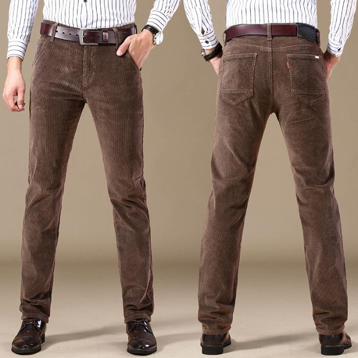 Autumn And Winter New Corduroy Pants Straight Leg Slim Fit Elastic Business Versatile Men'S Business Casual Pants
