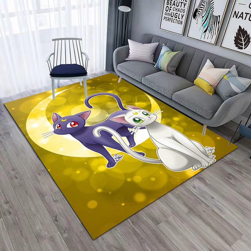 Cute Cartoon Theme Sailor Moon Tsukino Usagi Cartoon Rug Multifunctional Household Anti-slip Decorative Door Mat, Outdoor Floor Mat, and Carpet Y8