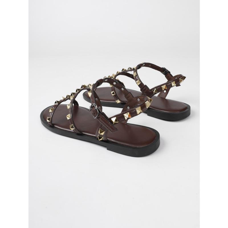 Sommer Nieten Flach Große Größe Damen S Freizeit Sandalen