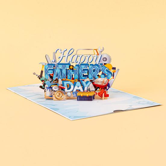 Toolbox Pop Up Father's Day Card for Dad 3D Happy Father's Day Greeting Card with Envelope from Son Daughter Wife Best Dad Award Card Gift