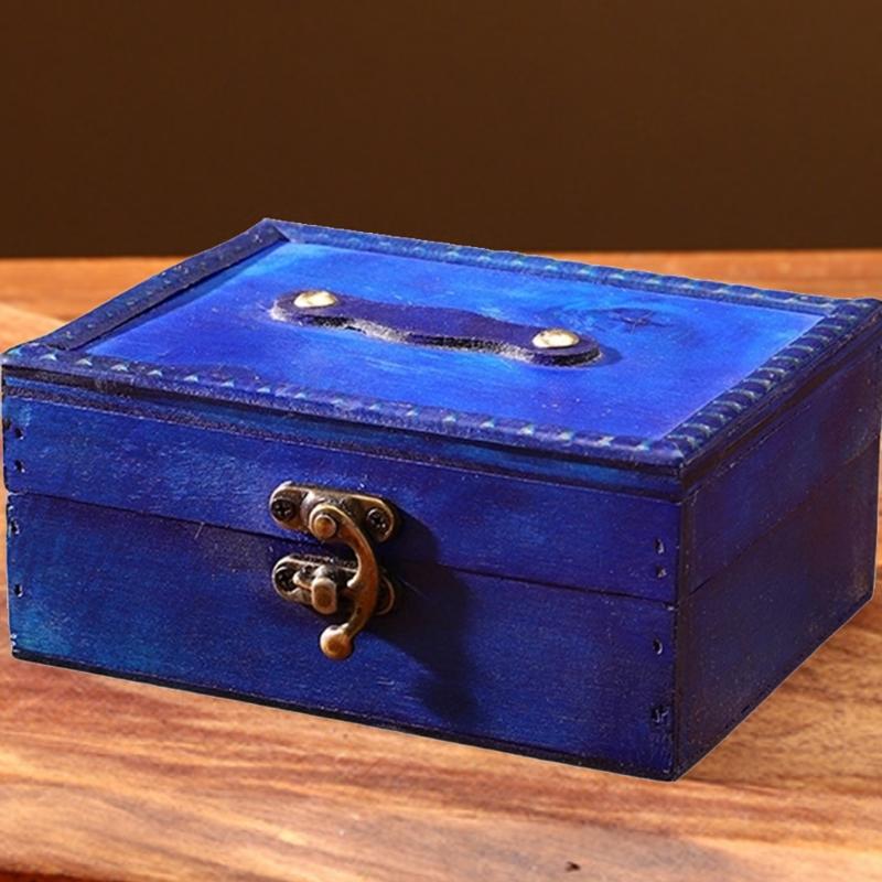 Wood Jewelry Chest With Metal Lock For Jewelry Storage And Rustics Home Decoration Accent