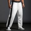 Fashion trousers men's trousers autumn and winter splicing colour collision loose straight drawstring casual trousers men
