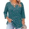 Women's Floral Print Three-Quarter Sleeve Top, Plus Size Casual Blouse