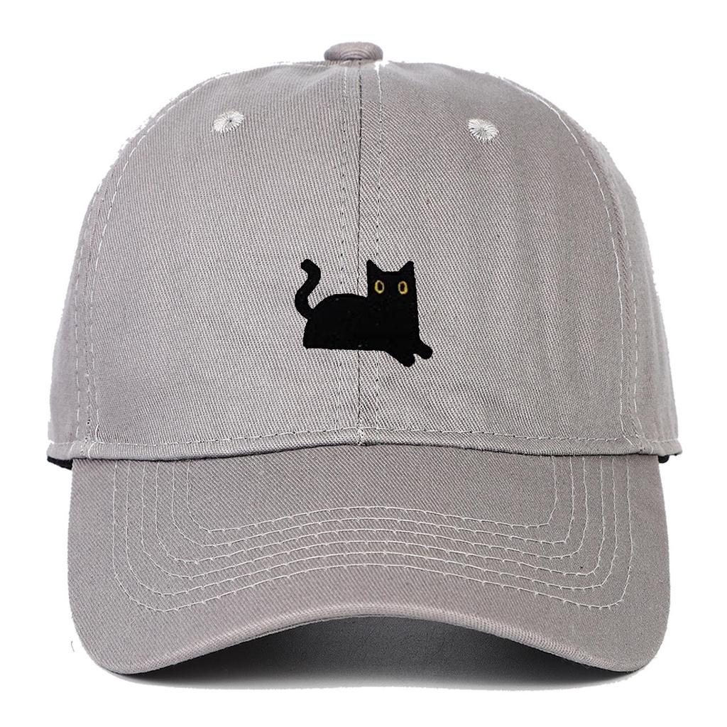 Black Cat Embroidery Soft Brim Baseball Cap - Unisex Summer Sun Hat, Outdoor Hip Hop Style