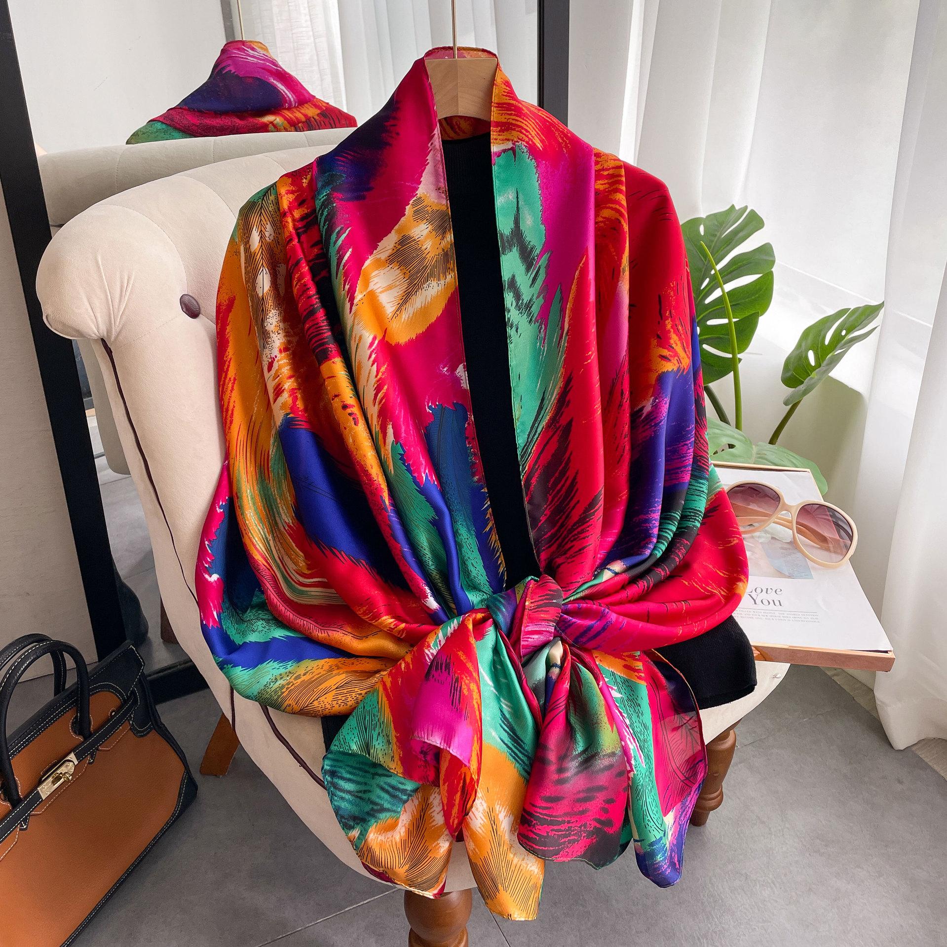 

Spring Scarf Women S Luxury Design Polyester Material Smooth Scarf Soft Shawl Beach