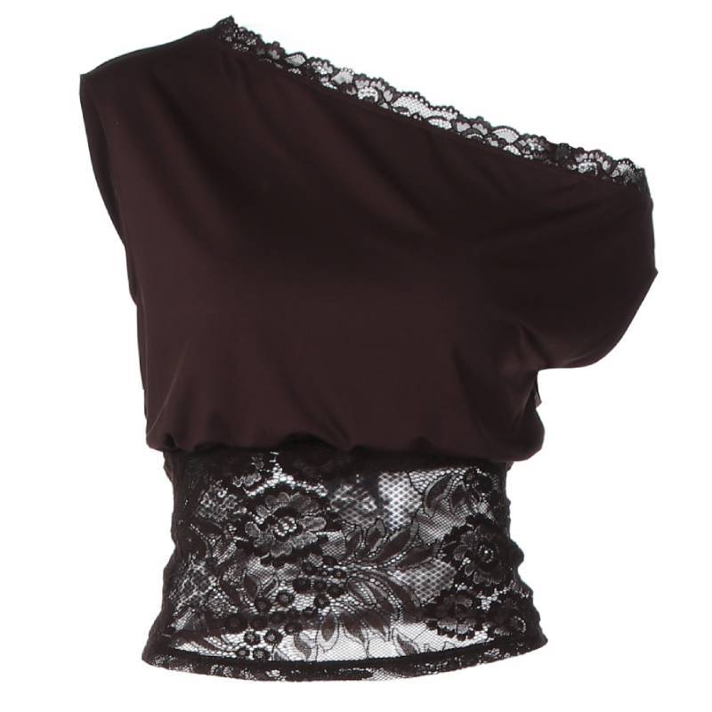 Canotta sexy con inserti in pizzo e scollo asimmetrico per lo streetwear estivo