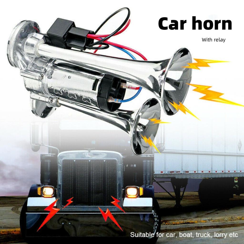 Double Tube Integrated Electric Pump Air Horn with Relay 600DB Compressor Integrated Air Horn Car Horn