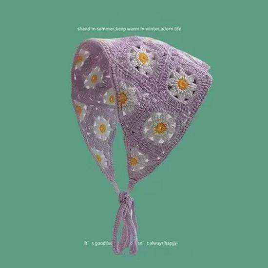 "Sweet & Cute Hand-Knitted Floral Headband: Spring/Autumn Travel Style"