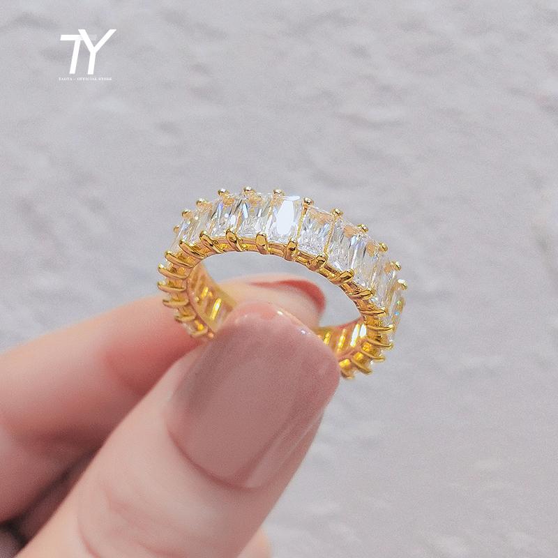 

Classic Luxury Small Square Zircon Circle Gold Color Rings Korean Fashion Jewelry Wedding Girl s Set Accessories For Woman 2026 resizable&Gold-color белый