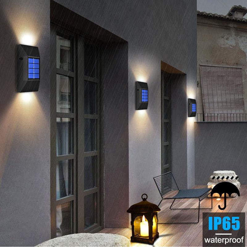 Solární světlo 2000 LM Vodotěsné nástěnné LED světlo Venkovní sluneční světlo Světelné plotové svítidlo Pro zahradu Ulice Krajina Balkon Dekor