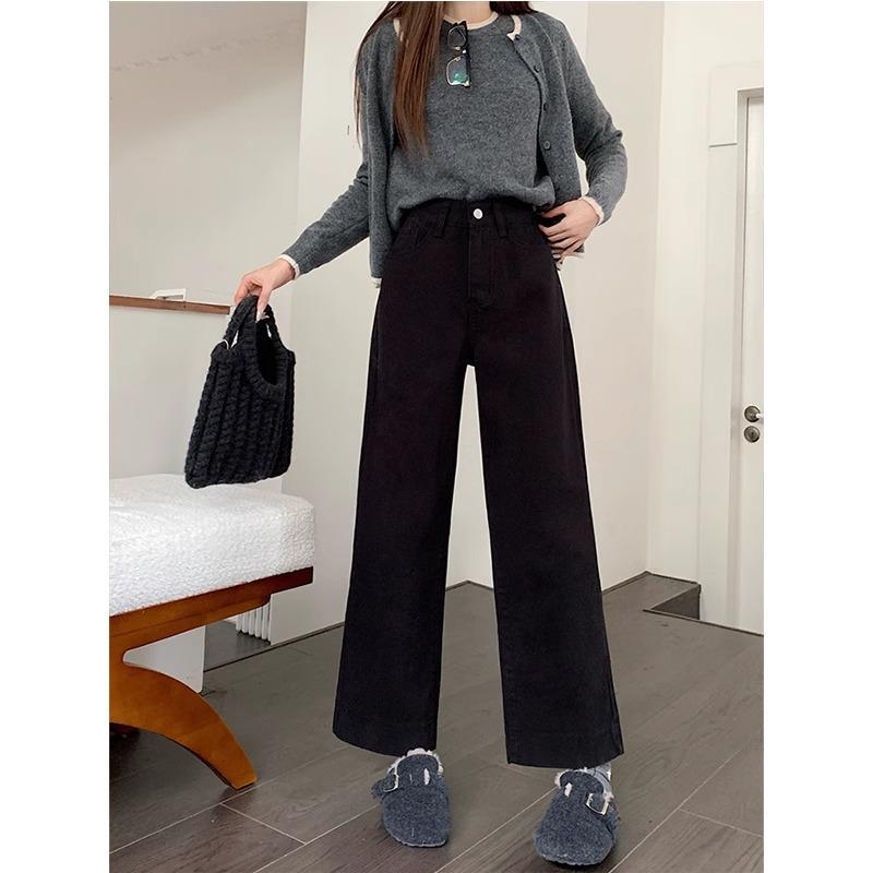 

Women s High Waist Black Slimming Straight Leg Jeans - Plus Size, Cropped, Casual Wide Leg Pants for Pear Shaped Bodies M