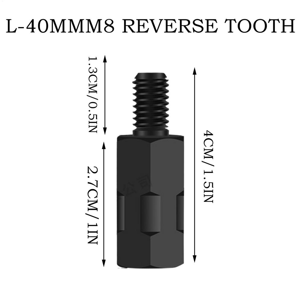 40mm M8 M10 Black Motorcycle Rearview Mirror Adapters Clockwise Anti-clockwise Right Left Thread Changing Screws