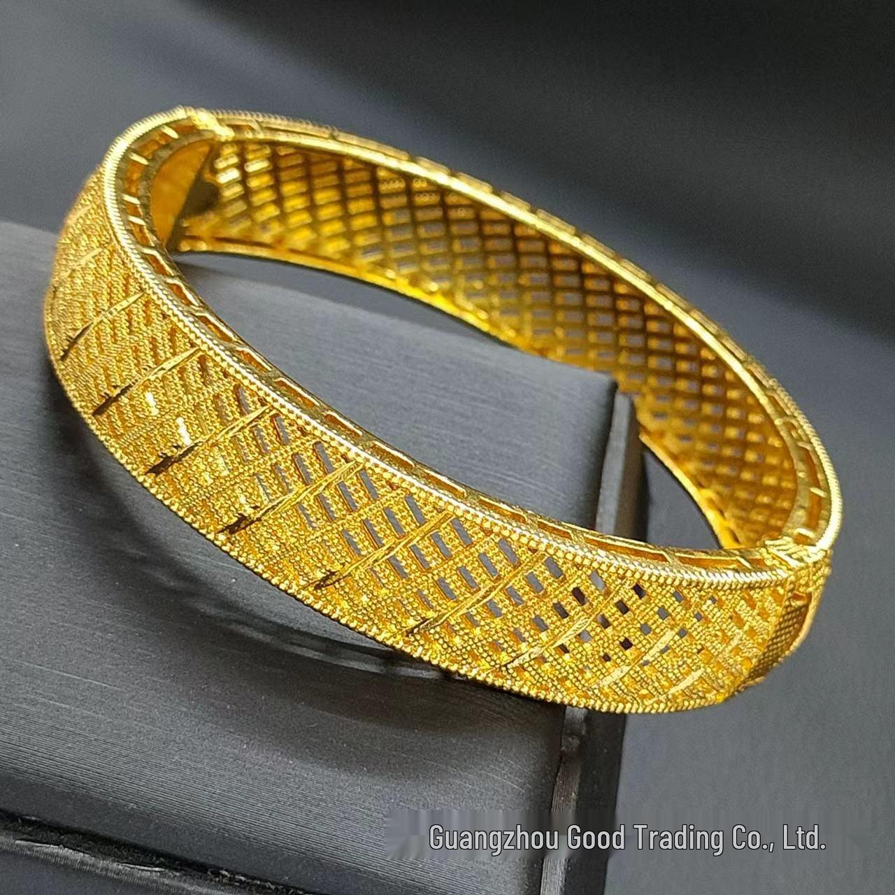 

Браслет с резной пряжкой из 24-каратного золота: Женские украшения Ближнего Востока Дубая из вьетнамского песочного золота, устойчивые к выцветанию