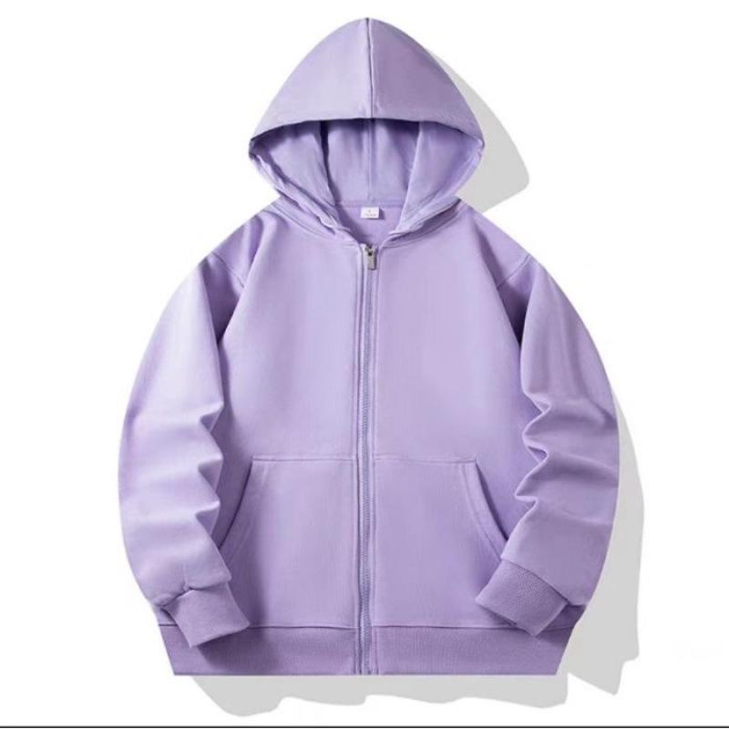 Felpa con cappuccio e zip in cotone color caramella per ragazzi e ragazze - Felpa con colletto alto e tasche, 110-170 cm, 280g, Versione tinta unita.