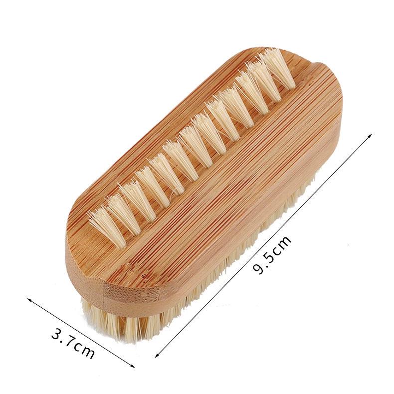 

Dual-Sided Bamboo Nail Brush with Soft Bristles for Hand Washing and Nail Groove Cleaning