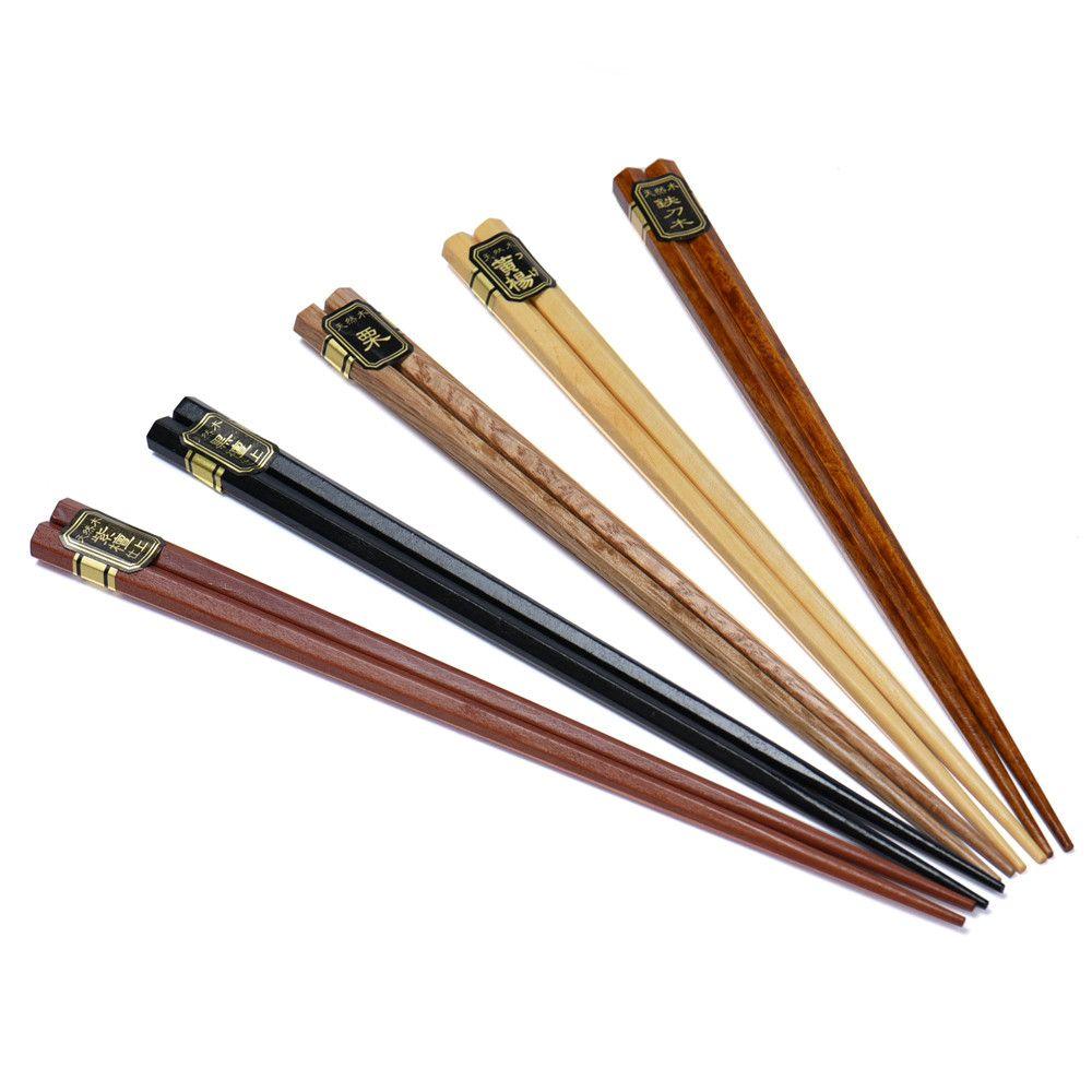 Trendy New Arrival Gift Multicolored Ancient Chopstick Set Natural Wooden Reusable 5 Pairs Handmade