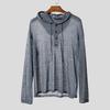 INCERUN Oversized Men Long Sleeve Transparent Loose Drawstring Hooded Tops T-shirts