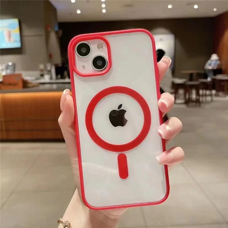 Magsafe-funda rígida acrílica transparente mate con carga inalámbrica magnética para iPhone 15, 13, 12, 14 Pro Max, 11, X, XR, XS, 7, 8 Plus