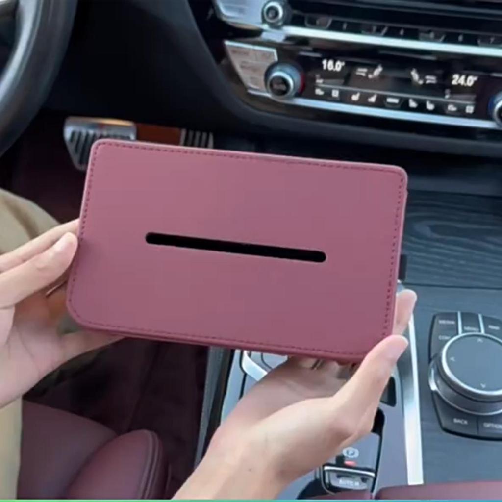 Car Tissue Holder PU Leather Paper Towel Dispenser Car Napkin Holder For Interior Accessories Backseat Sun Visor Headrest Road