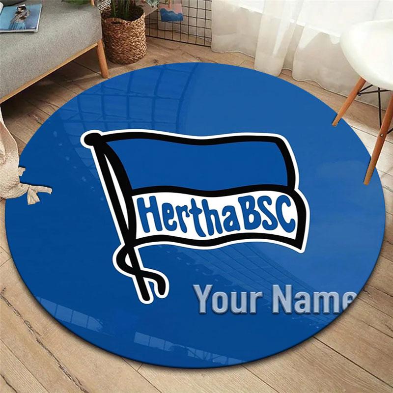 Hertha BSC Custom Name Round Area Rug,Carpet Rug for Living Room Bedroom Sofa Playroom Decor,Non-slip Floor Mat